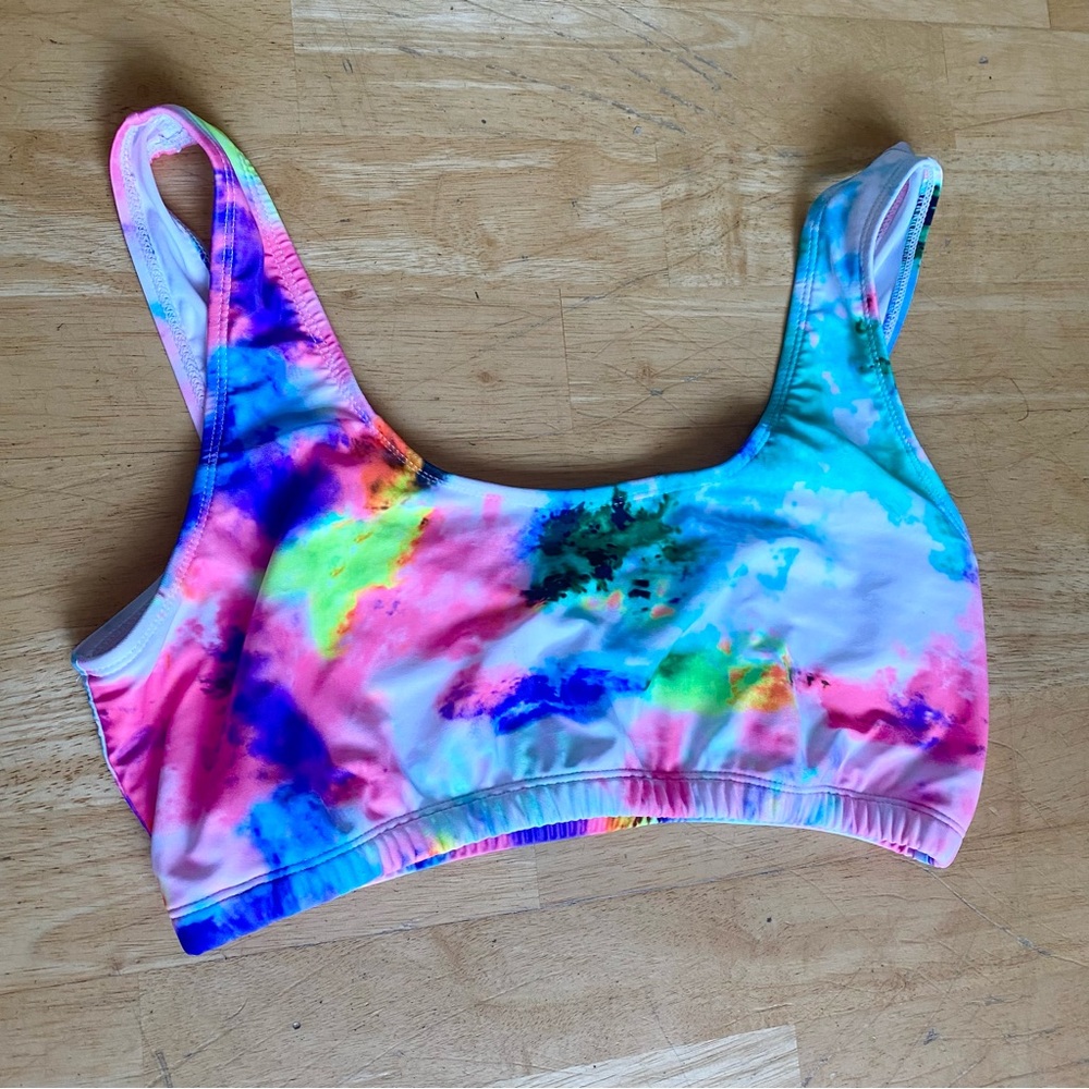 Neon Tie Dye Bikini Top Women’s Size Large